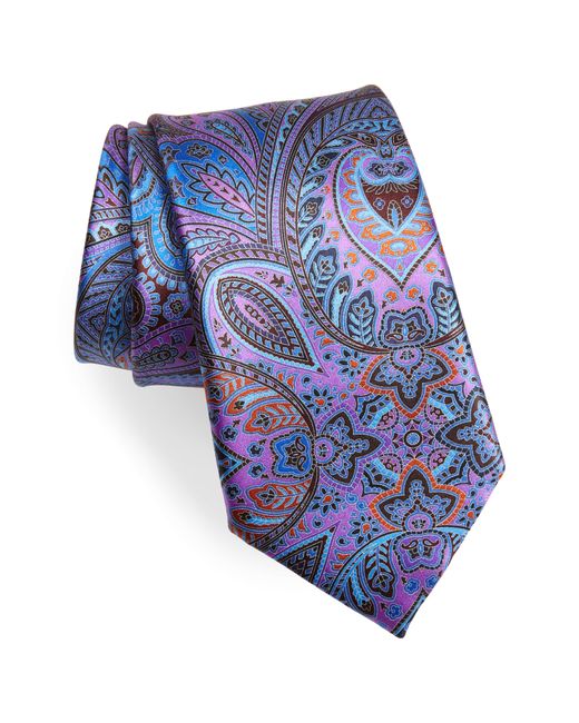 Ermenegildo Zegna Paisley Silk Tie One Purple