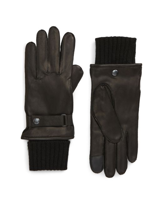 AllSaints Touchscreen Compatible Deerskin Leather Gloves With Removable Wool Lining
