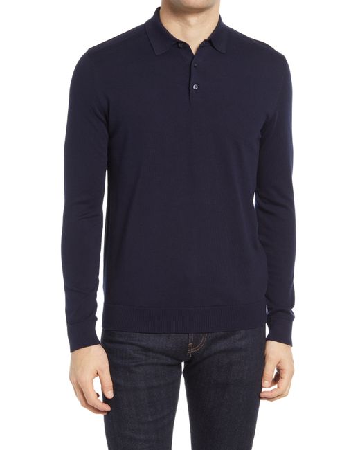 Selected Homme Berg Long Sleeve Polo Sweater Blue