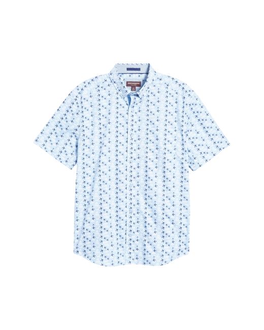 Johnston & Murphy Airplane Cloud Print Short Sleeve Button-Down Shirt