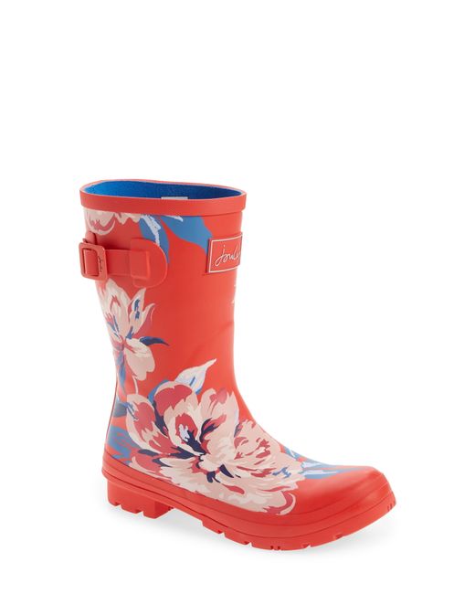 Joules Print Molly Welly Rain Boot Red