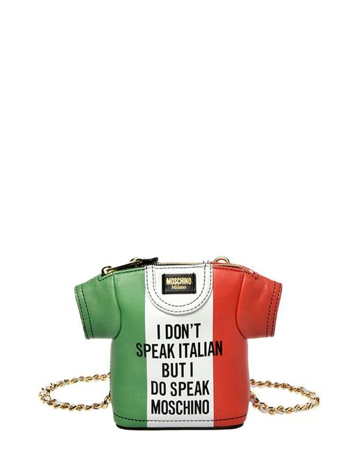 Moschino Italian Slogan T-Shirt Leather Shoulder Bag None