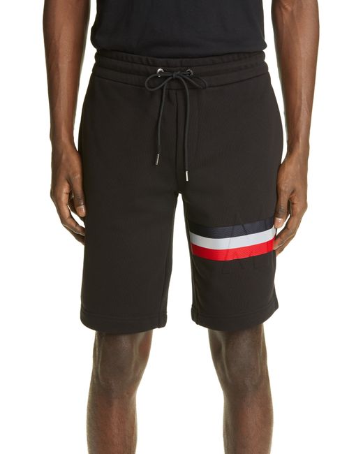 Moncler Logo Embossed Stripe French Terry Bermuda Sweat Shorts