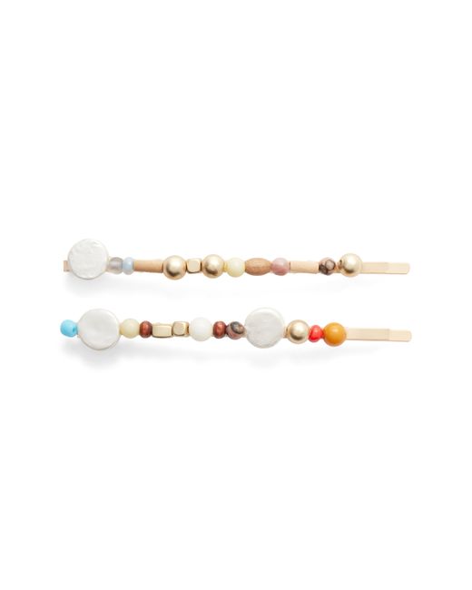 Madewell Two-Pack Imitation Pearl Beaded Hair Pins One White