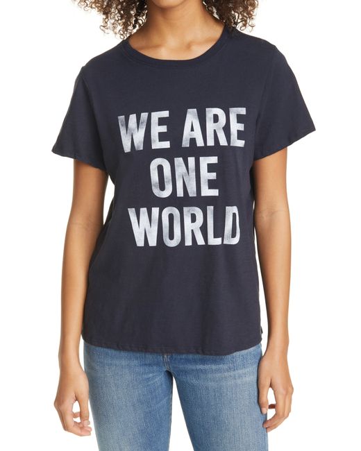 Cinq a Sept We Are One World Graphic Tee Blue