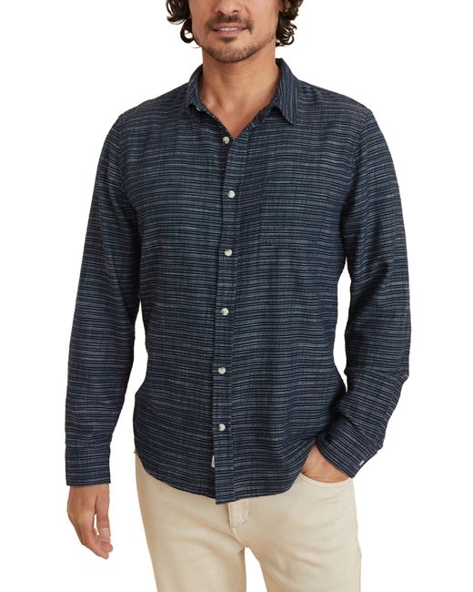 Marine Layer Classic Fit Selvedge Stripe Button-Up Shirt Blue