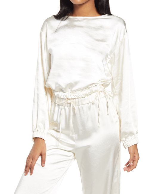 4th & Reckless Bianca Satin Crop Blouse Ivory