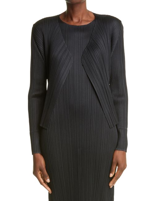 Pleats Please By Issey Miyake Pleats Issey Miyake Pleated Open Front Crop Cardigan
