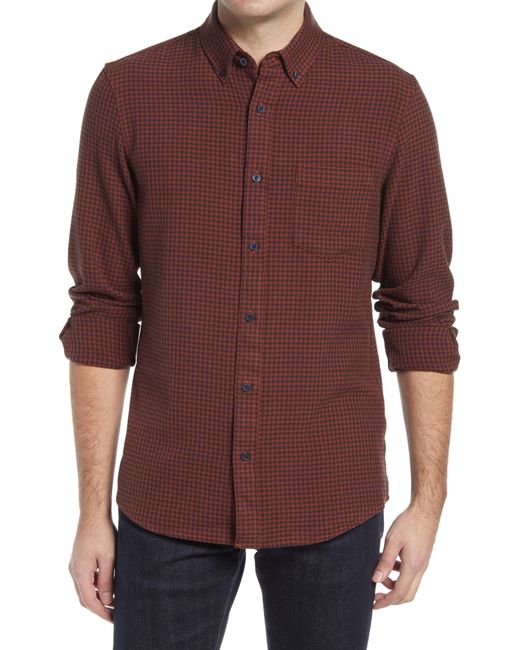 Nordstrom Trim Fit Gingham Button-Down Shirt Brown