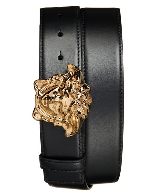 Versace Medusa Head Leather Belt Gold