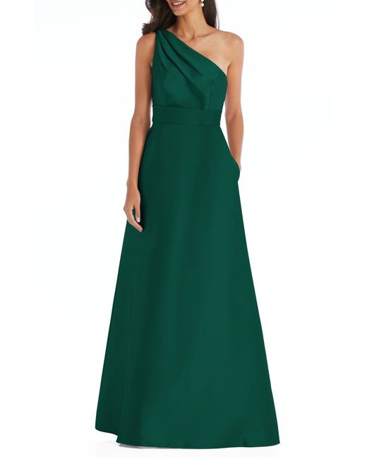 Alfred Sung One-Shoulder A-Line Gown