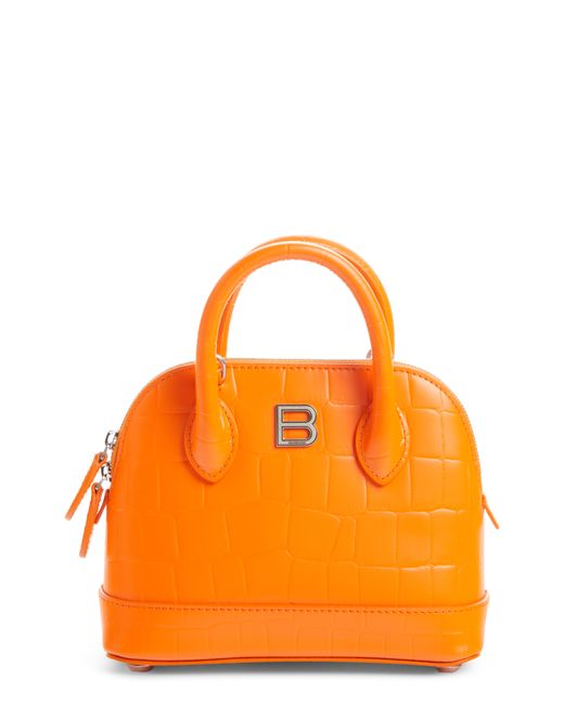 Balenciaga Extra Small Ville Croc Embossed Leather Satchel