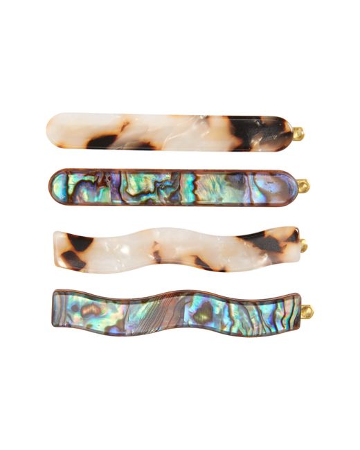 Madewell Assorted 4-Pack Abalone Shell Hair Pins One Green