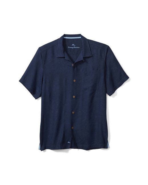 Tommy Bahama Tropic Isle Short Sleeve Button-Up Silk Camp Shirt Blue