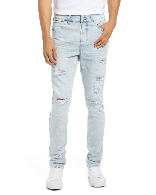 PacSun Colton Stacked Ripped Skinny Jeans Blue