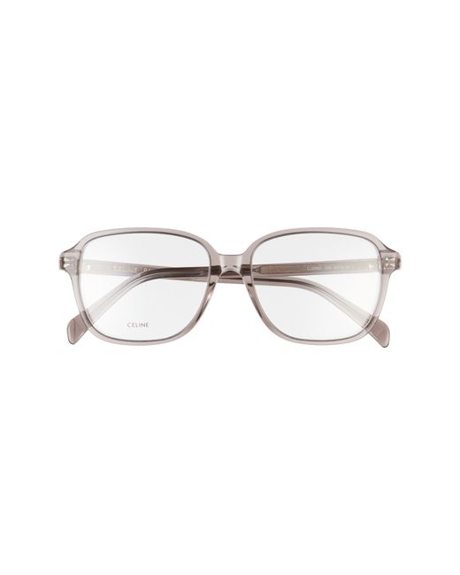 Celine 55mm Rectangular Optical Glasses Shiny Dark Grey Clear