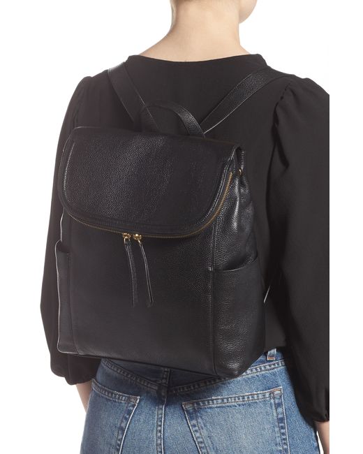 Nordstrom Reah Leather Backpack Black