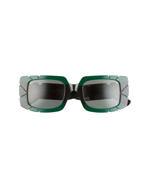 Pared Straight Narrow 63mm Oversize Rectangular Sunglasses Emerald Black Green
