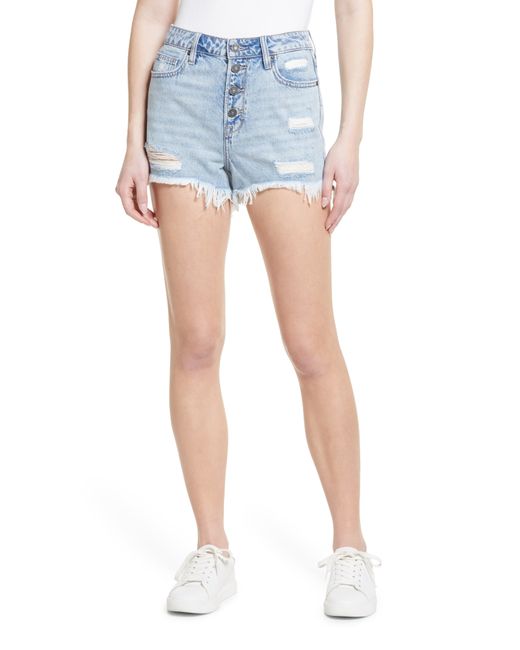 Hidden Jeans Distressed High Waist Nonstretch Cutoff Denim Mom Shorts
