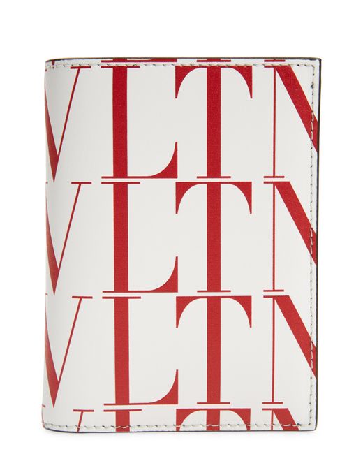 Valentino Garavani Vltn Times Vertical Leather Card Case White