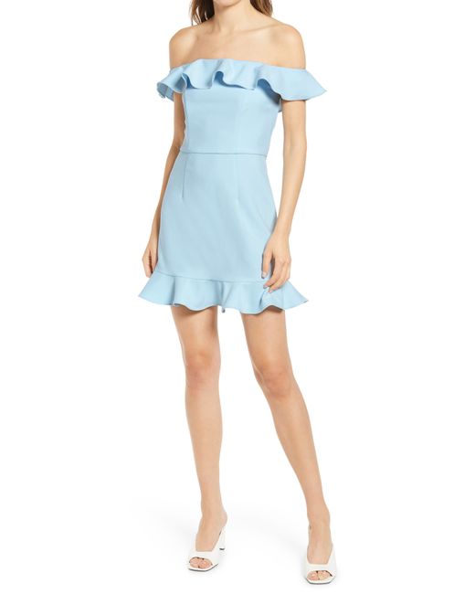 French Connection Whisper Off The Shoulder Ruffle Dress