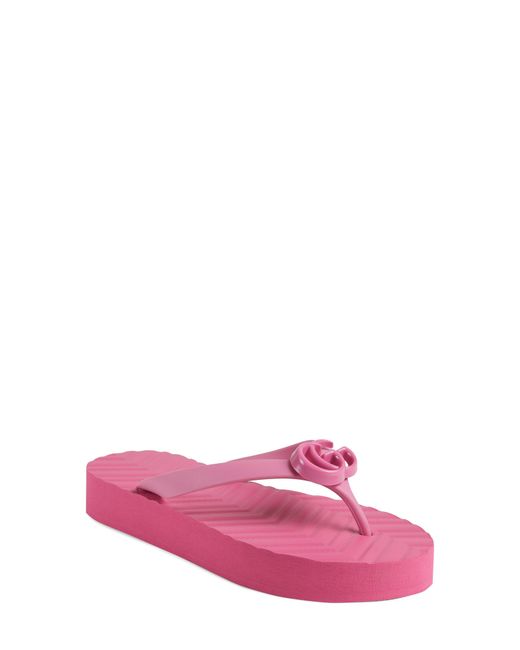Gucci Pascar Gg Platform Flip Flop Pink