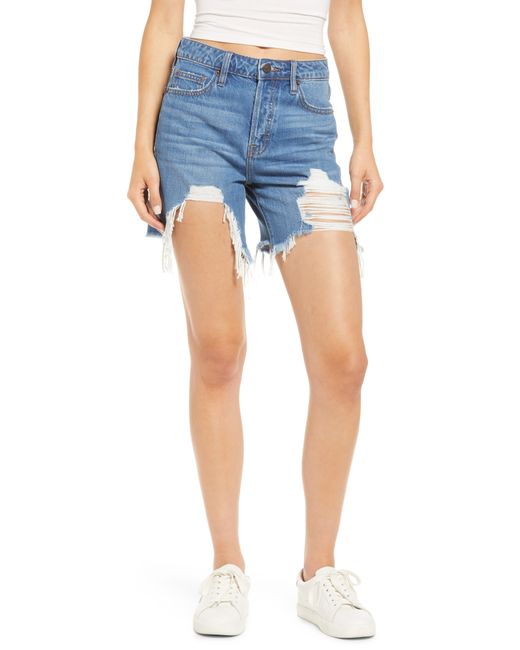 Hidden Jeans Grinded High Waist Denim Mom Shorts