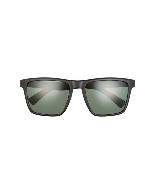 Hurley Cobblestones 57mm Polarized Square Sunglasses Matte Black Smoke Green