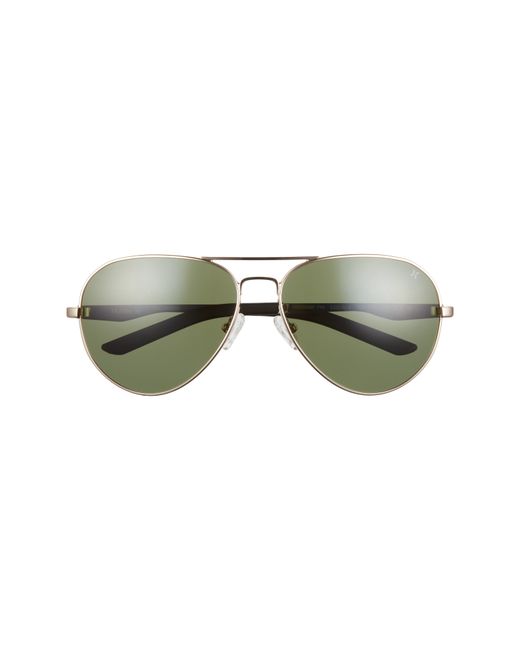 Hurley Locals 60mm Polarized Aviator Sunglasses Shiny Gold Green