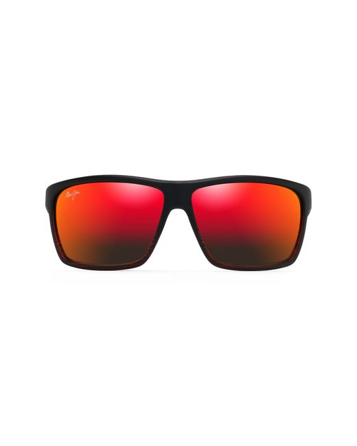 Maui Jim Alenuihaha 64mm Polarized Oversize Rectangular Sunglasses Burgundy Stripe Hawaii Lava
