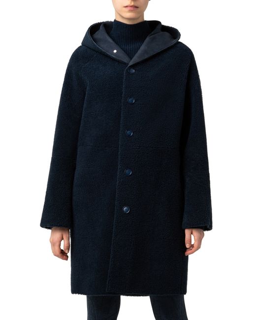 Akris Jena Reversible Genuine Shearling Hooded Coat