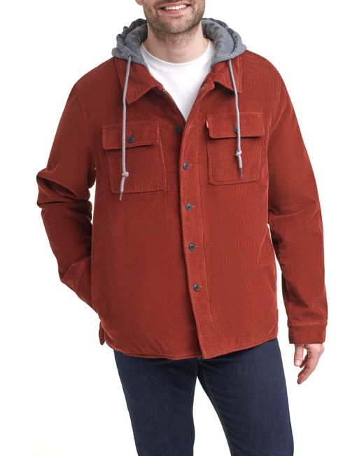 Levi's Faux Shearling Lined Hooded Corduroy Shirt Jacket Metallic