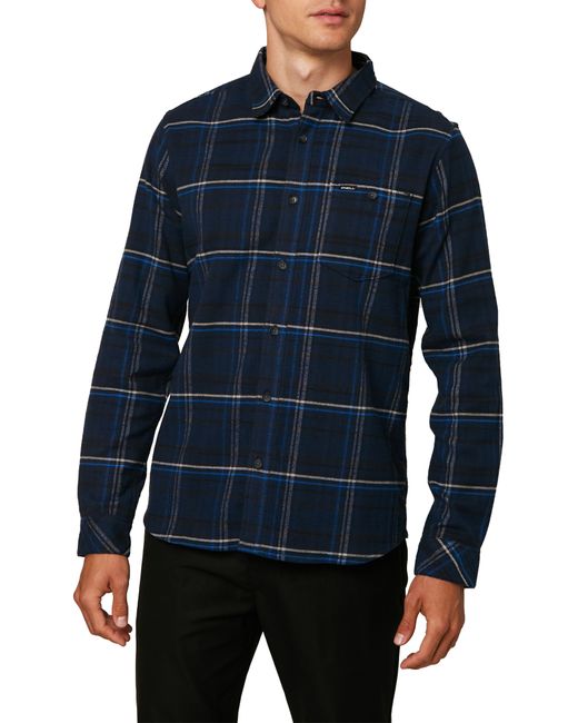 O'Neill Redmond Plaid Flannel Button-Up Shirt Blue