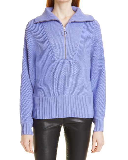 Staud Kirby Half-Zip Sweater Blue