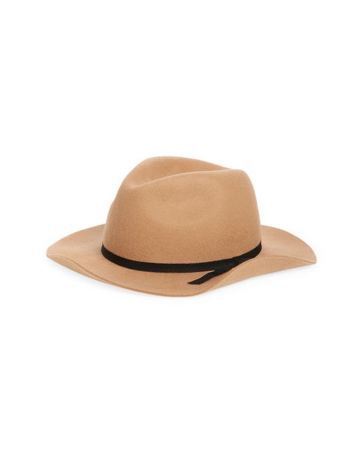 Open Edit Up Turned Brim Wool Panama Hat Brown