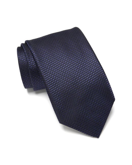 Canali Neat Textured Silk Tie One Blue