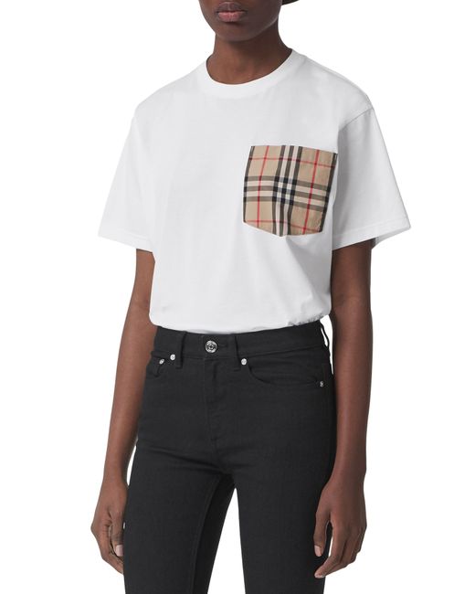 Burberry Irem Check Pocket Oversize Cotton T-Shirt