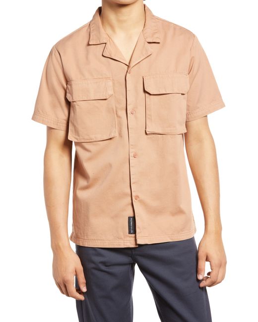 Native Youth 3D Pocket Cotton Button-Up Camp Shirt
