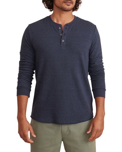 Marine Layer Double Knit Long Sleeve Henley Blue