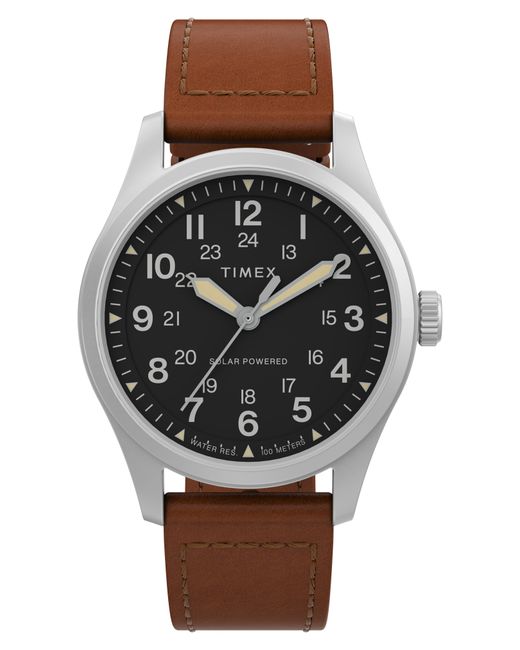 TimexR Timex Expedition North Field Post Solar Leather Strap Watch 36mm