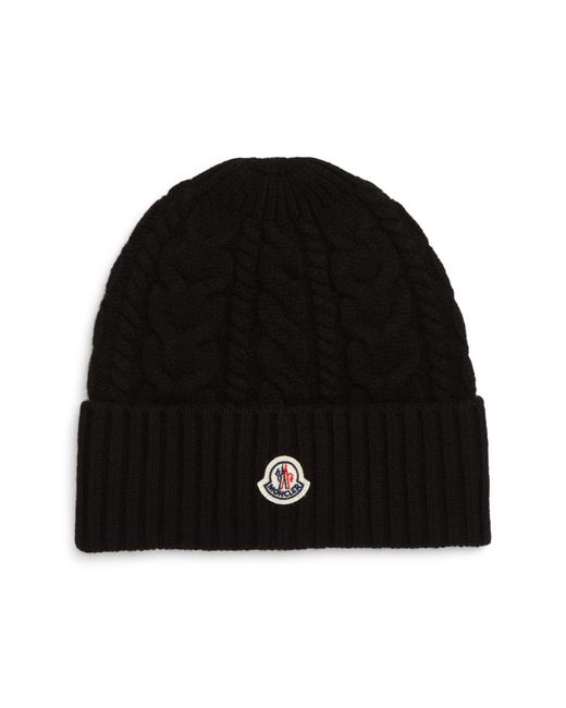 Moncler Logo Patch Wool Cashmere Beanie