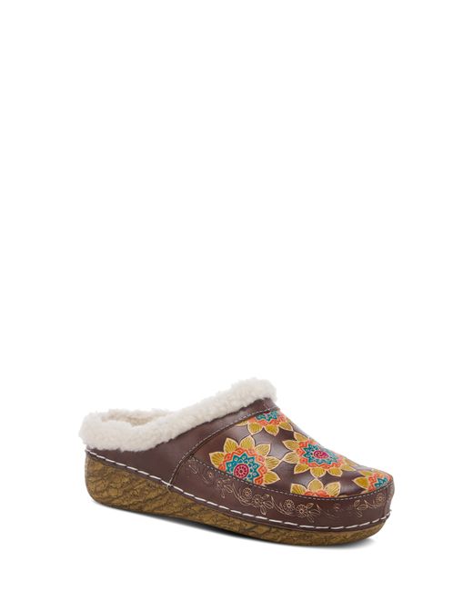 L'Artiste By Spring Step Teatime Faux Shearling Lined Clog Brown