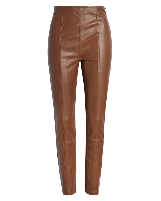 Free People Spitfire Stacked Faux Leather Skinny Pants Brown