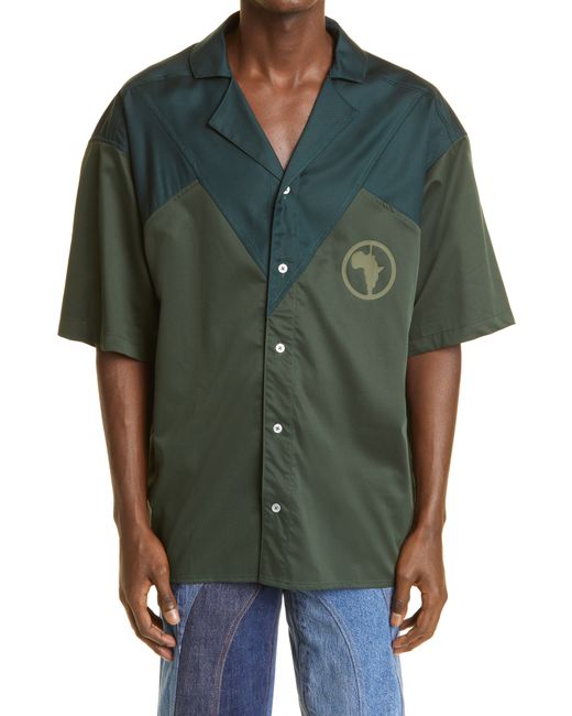 Ahluwalia Robyn Africa Graphic Short Sleeve Button-Up Camp Shirt in at Nordstrom