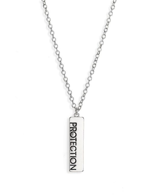 Nordstrom Engraved Dog Tag Pendant Necklace in Tigers Eye Silver Protect at