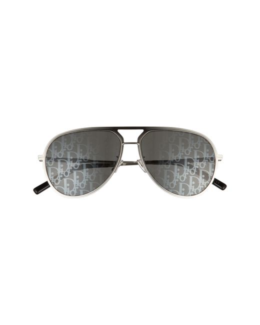 Christian Dior Dior Oblique Essential 60mm Sunglasses in Shiny Palladium Smoke Mirror at Nordstrom