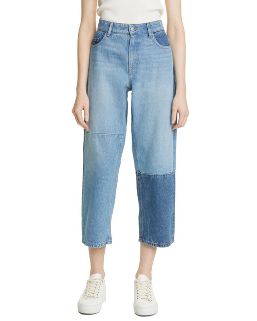 Boss Modern Straight Leg Crop Jeans 28 in Turquoise/Aqua at Nordstrom