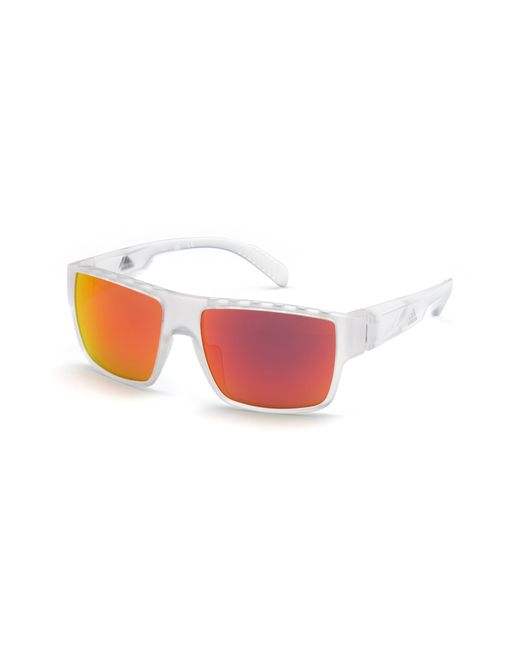 Adidas 57mm Rectangular Sunglasses in Crystal/Smoke Mirror at Nordstrom