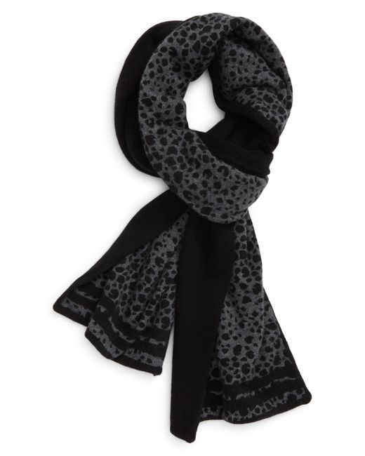 Good Man Brand Animal Print Recycled Cashmere Scarf in Black Charcoal at Nordstrom