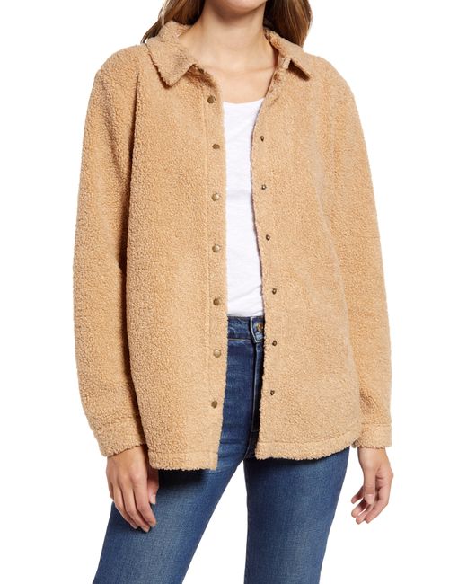 Bobeau Snap Front Fleece Shirt in at Nordstrom